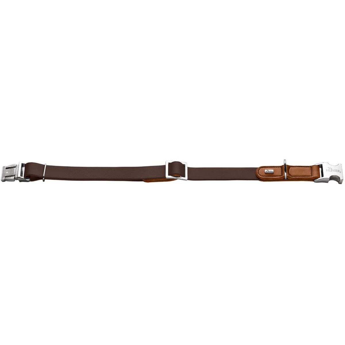 Hunter Wolmar Alu-Strong BioThane x Leather Dog Collar - Chocolate-Cognac Large