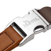 Hunter Wolmar Alu-Strong BioThane x Leather Dog Collar - Chocolate-Cognac Large