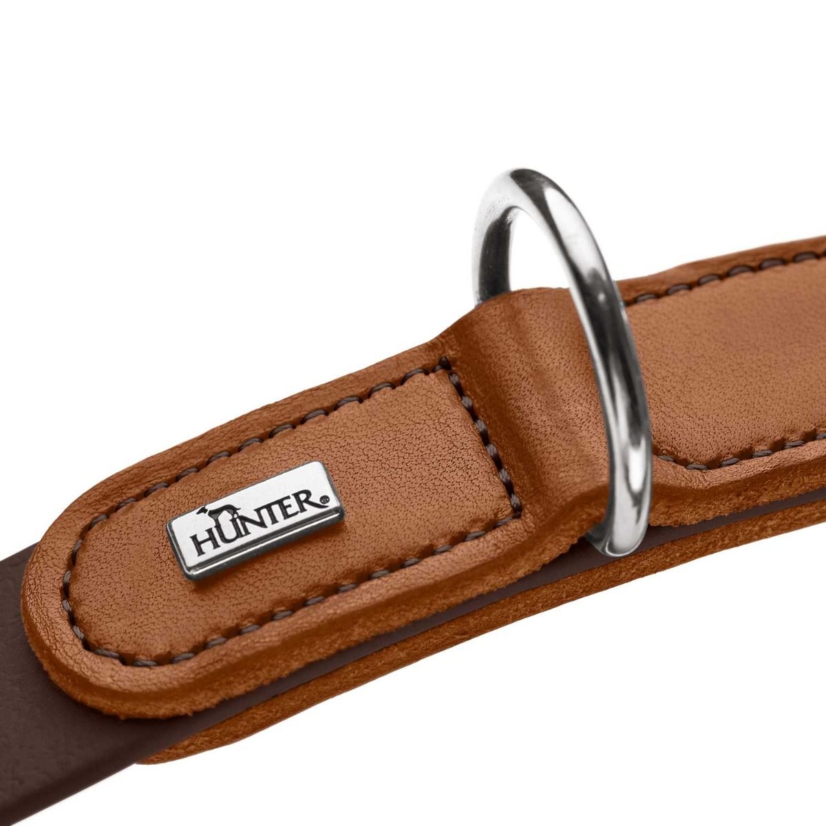 Hunter Wolmar Alu-Strong BioThane x Leather Dog Collar - Chocolate-Cognac Large