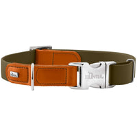 Hunter Wolmar Alu-Strong BioThane x Leather Dog Collar - Khaki-Orange Medium