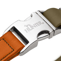 Hunter Wolmar Alu-Strong BioThane x Leather Dog Collar - Khaki-Orange Medium