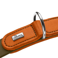 Hunter Wolmar Alu-Strong BioThane x Leather Dog Collar - Khaki-Orange Large