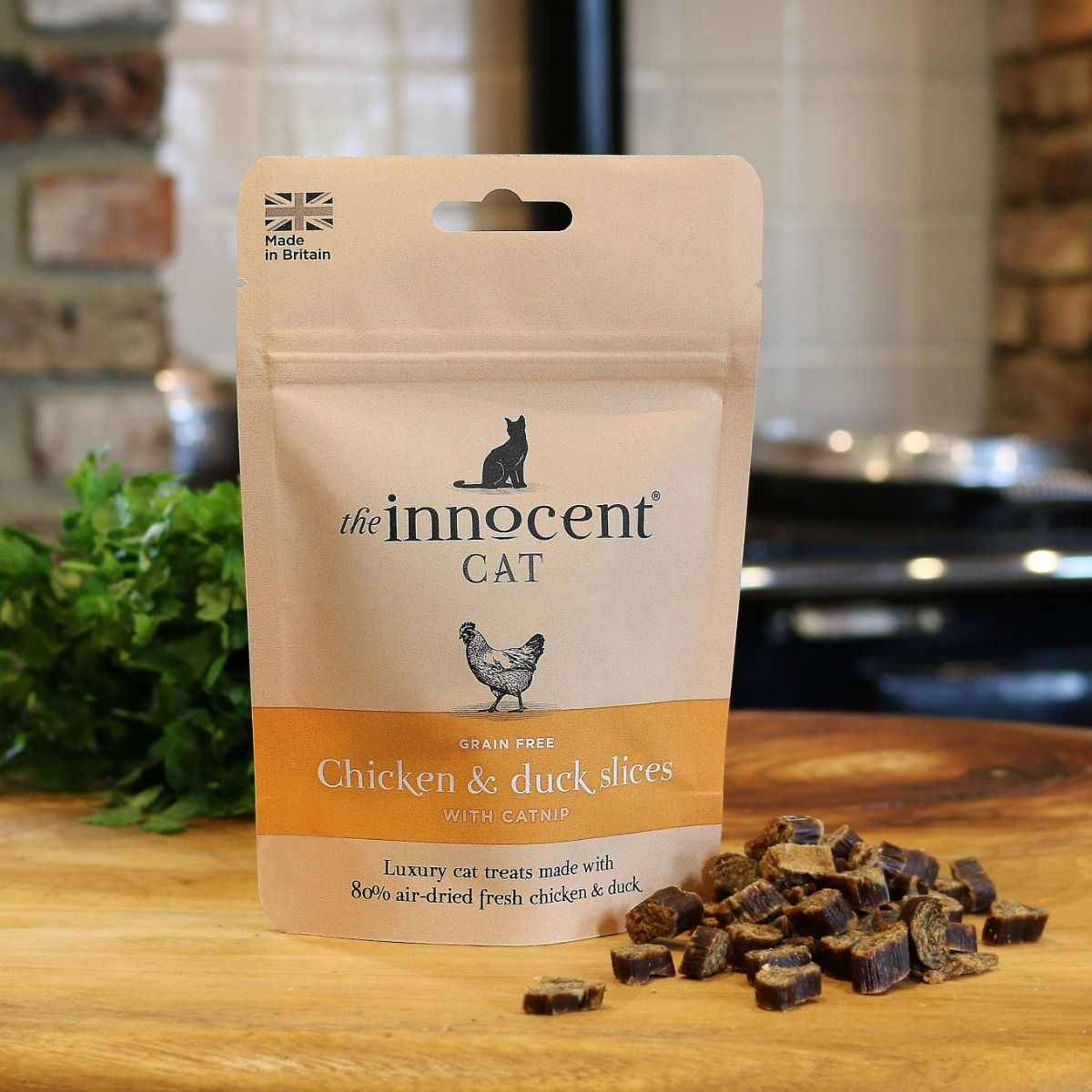 The Innocent Cat Chicken & Duck Slices with Catnip Grain-Free Cat Treats 70g - 70g