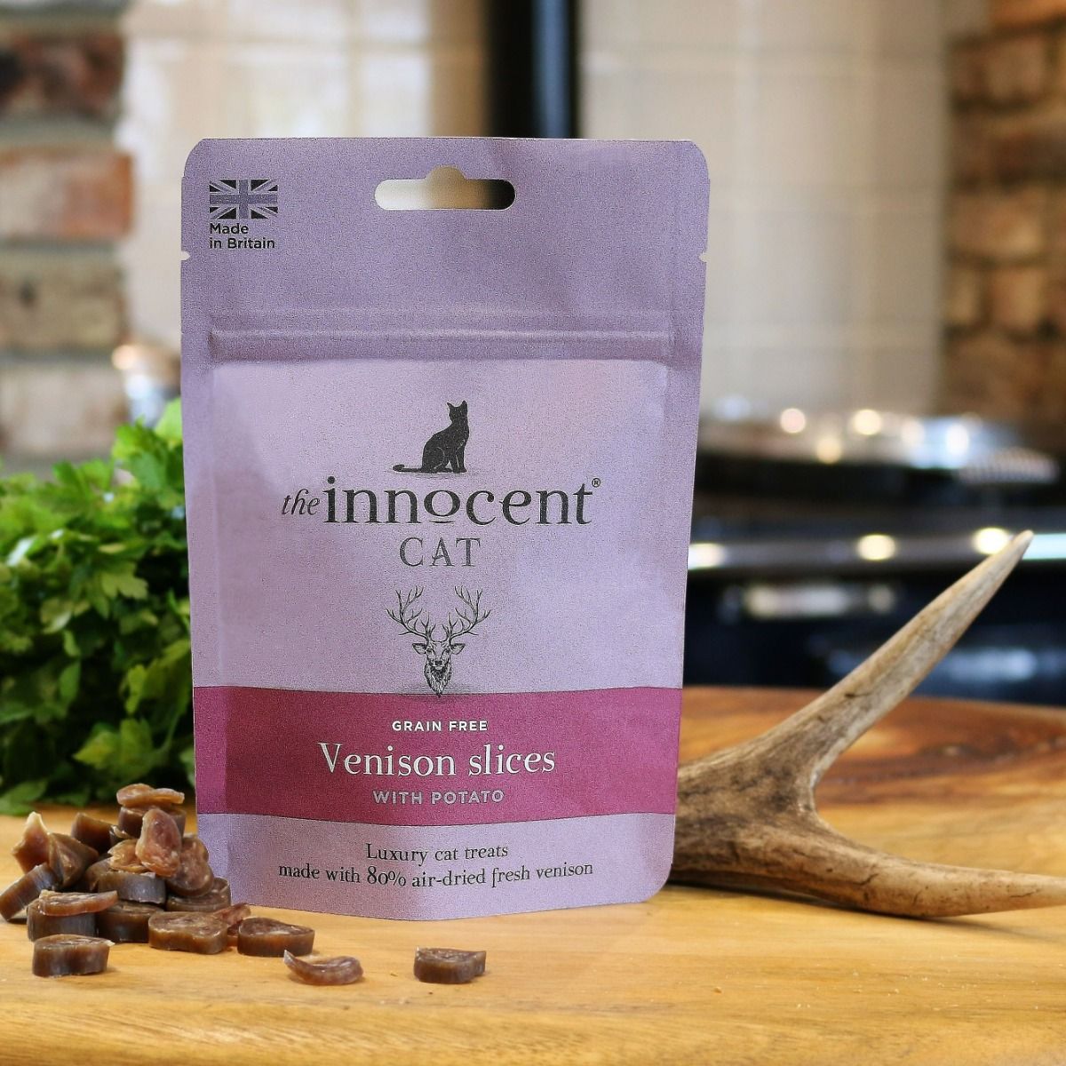 The Innocent Cat Venison Slices with Potato Grain-Free Cat Treats 70g - 70g