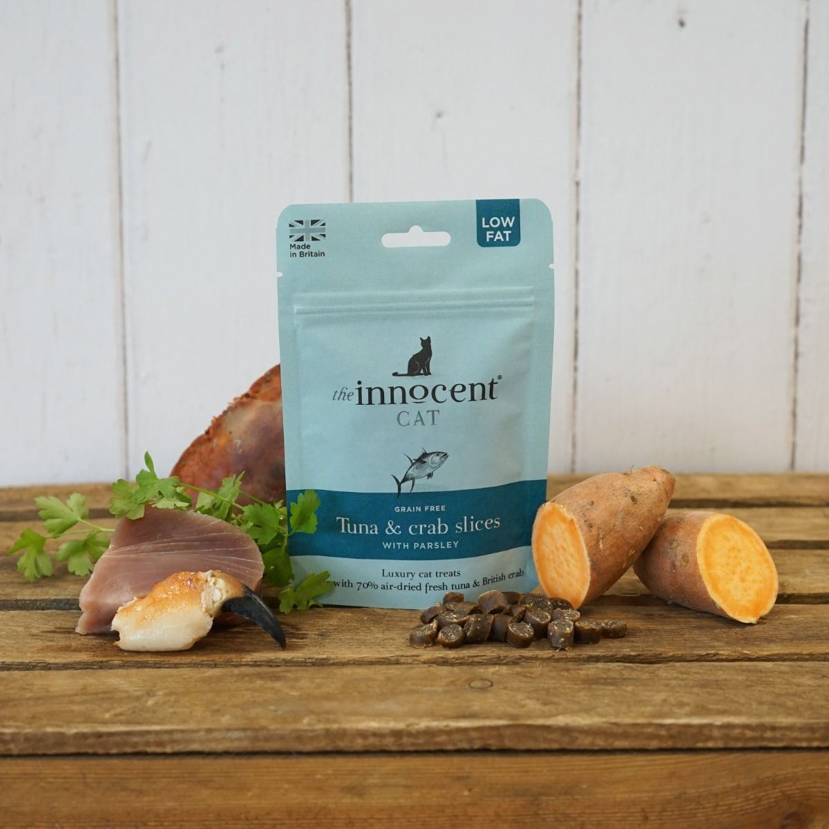 The Innocent Cat Tuna & Crab Slices with Parsley Grain-Free Cat Treats 70g - 70g