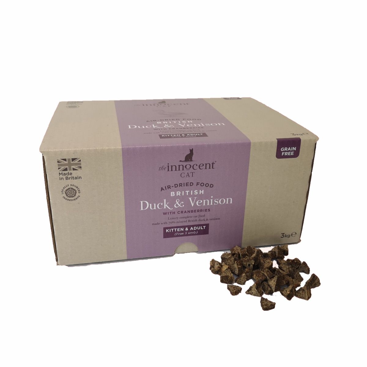 The Innocent Cat Air-Dried Duck & Venison with Cranberry Kitten & Adult Dry Cat Food 1.5kg - 1.5kg