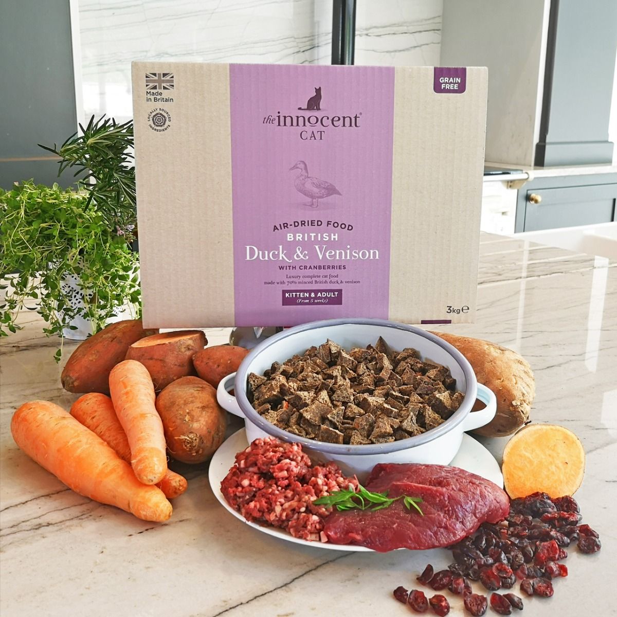 The Innocent Cat Air-Dried Duck & Venison with Cranberry Kitten & Adult Dry Cat Food 1.5kg - 1.5kg