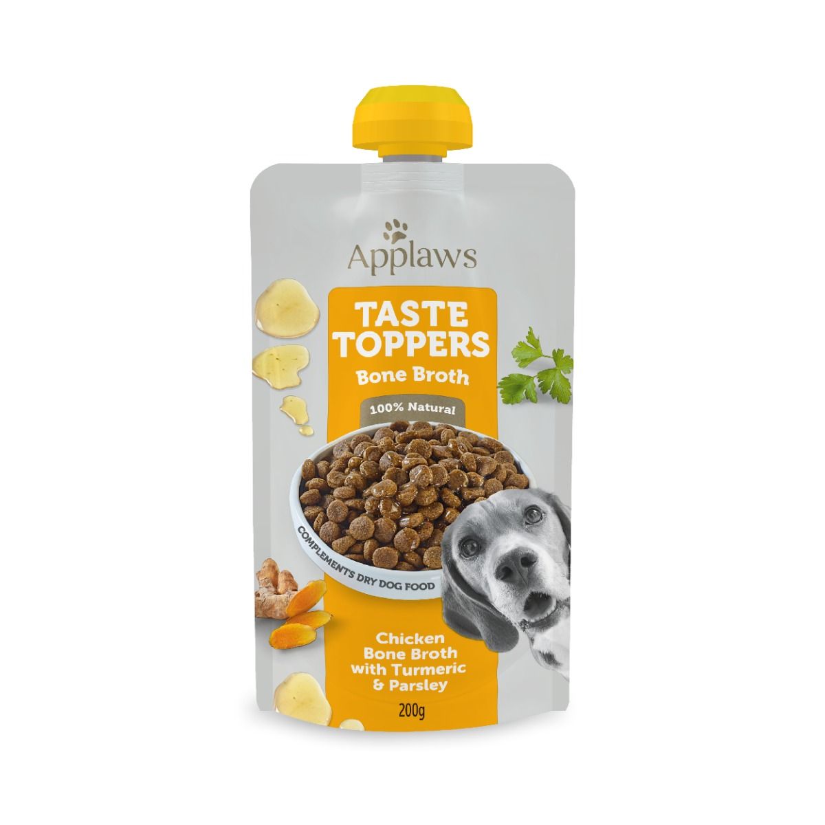 Applaws Taste Toppers Chicken Bone Broth with Turmeric & Parsley Wet Dog Food Pouch 200g - 200ml