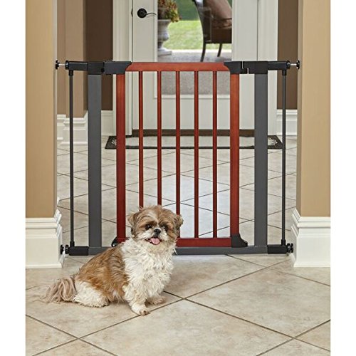 Steel Pet Gate with Decorative Wood Door - 29"