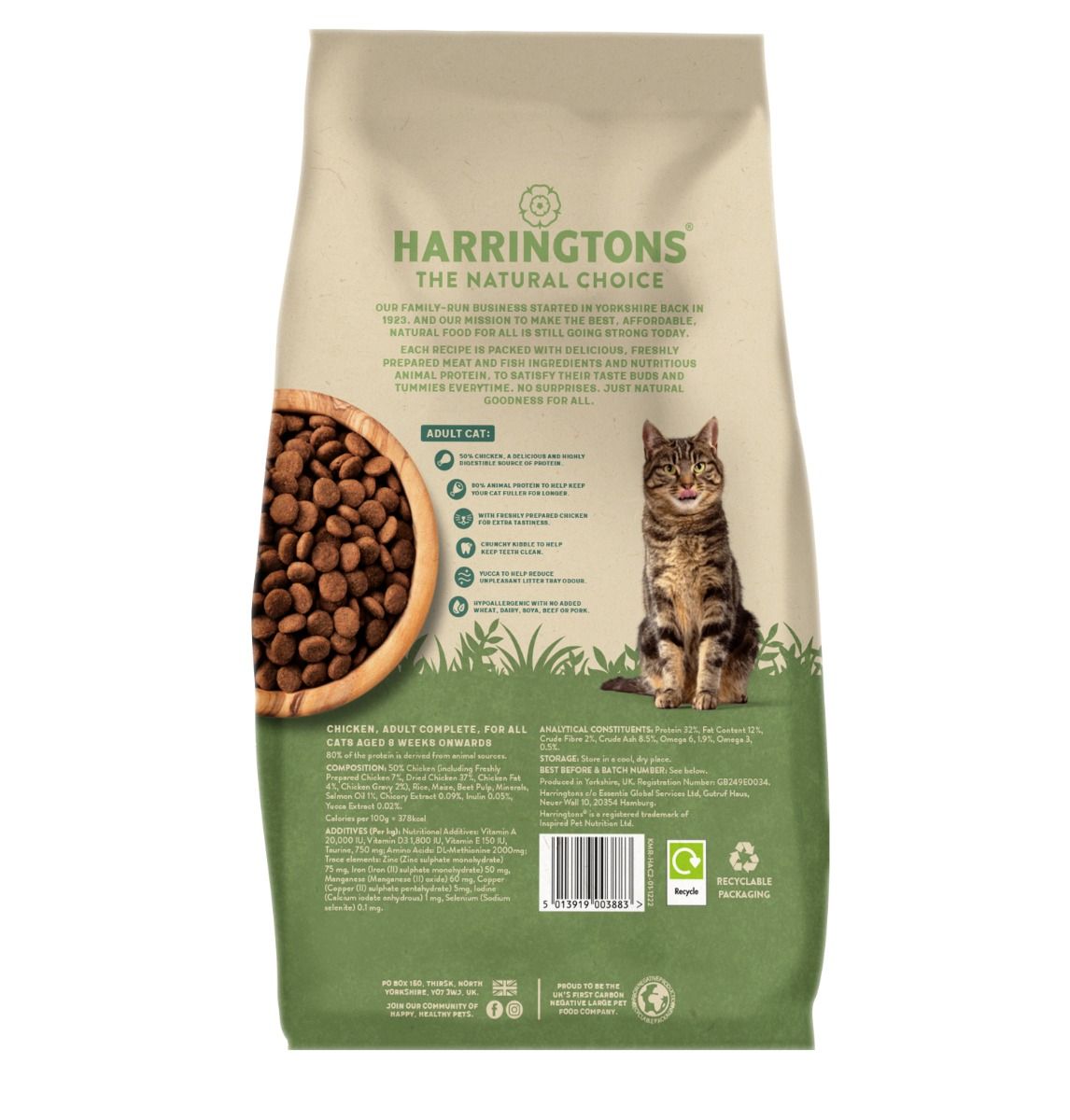 Harringtons Complete Chicken Adult Dry Cat Food 2kg - 2kg