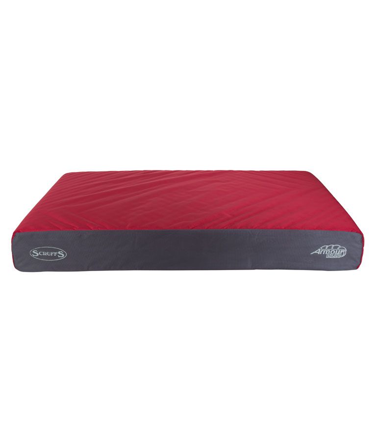 Scruffs ArmourDillo Battle-Ready Mattress Dog Bed - RED Medium