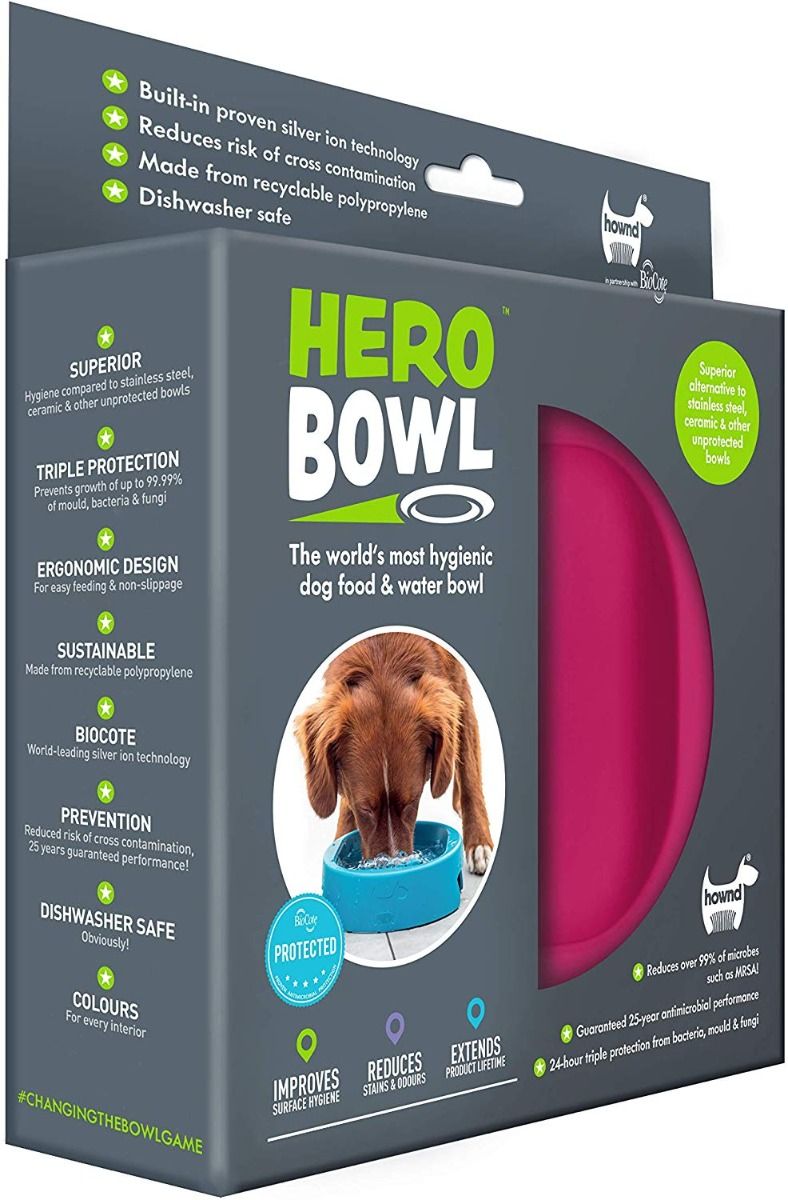 Hownd Hero Dog Bowl - RASPBERRY Small