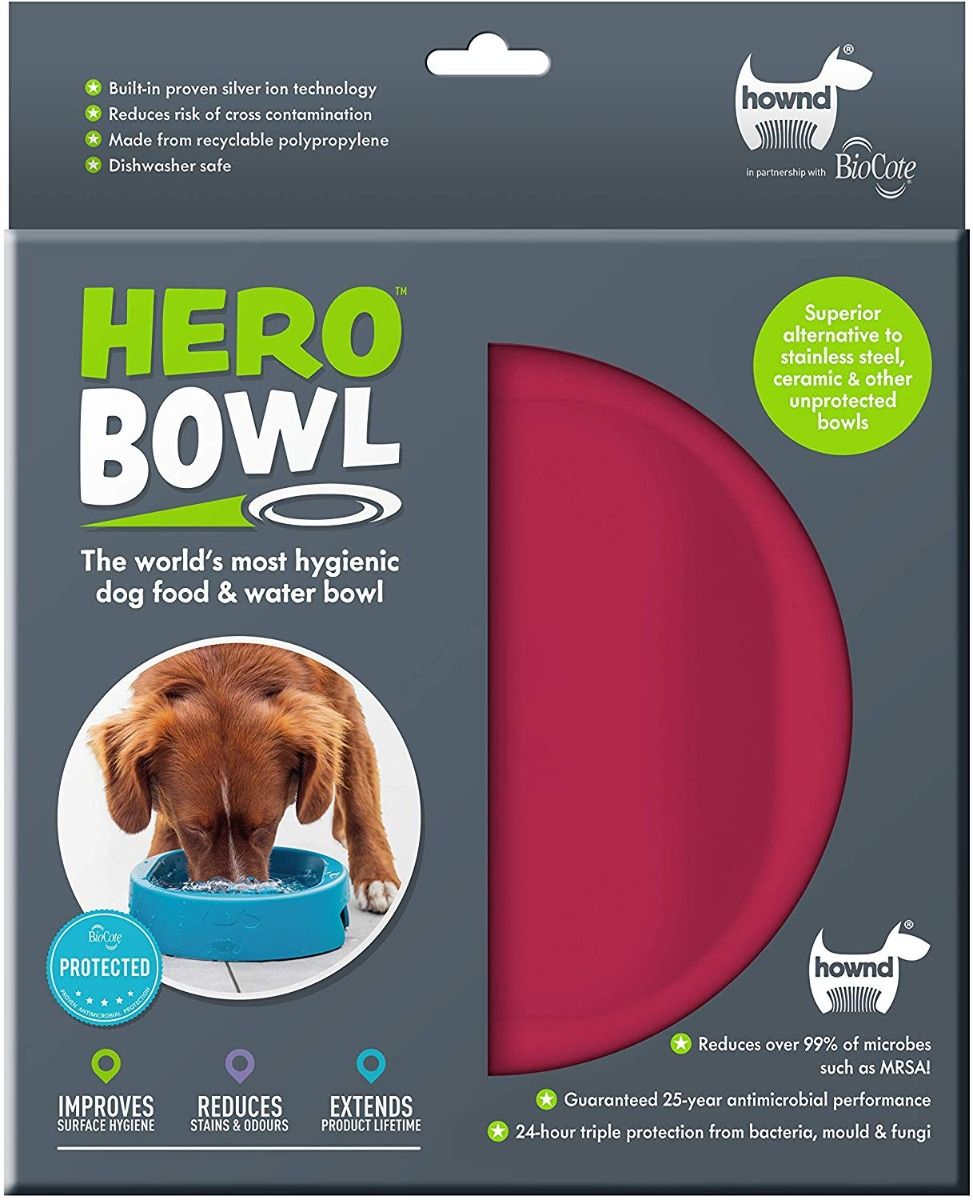 Hownd Hero Dog Bowl - RASPBERRY Small