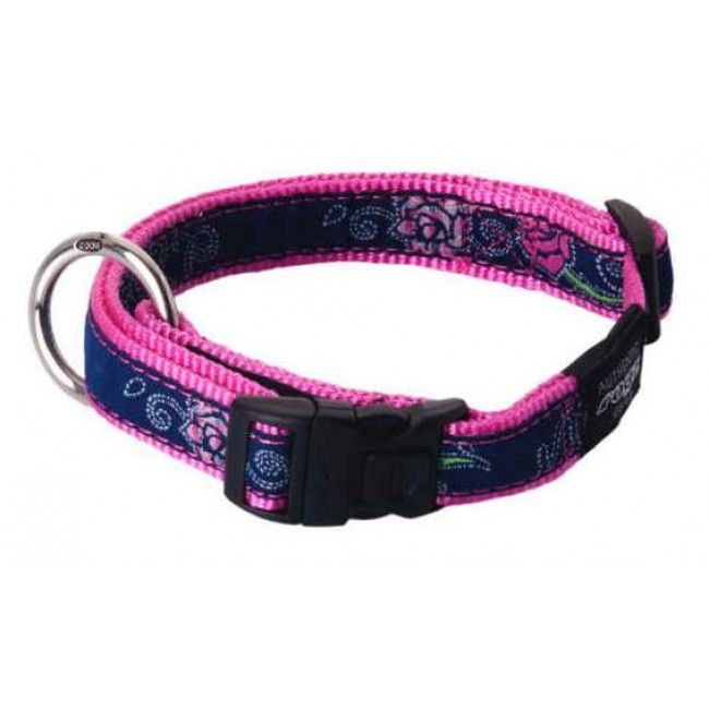 Rogz Denim Rose Dog Collar - DENIM ROSE XL