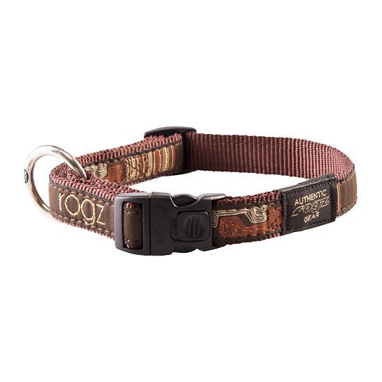 Rogz Mocha Bone Dog Collar - Brown L