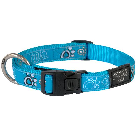 Rogz Turquoise Paw Dog Collar - LARGE