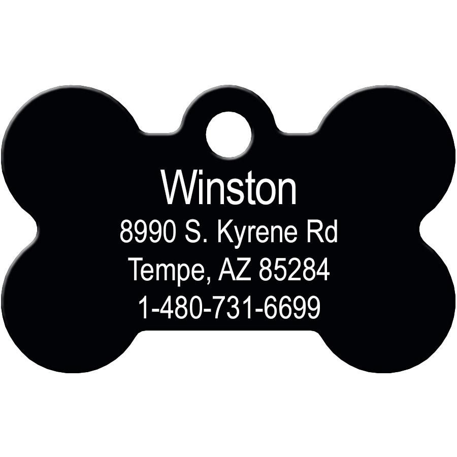 ID Tag Bone Anodized Aluminum  - BLACK