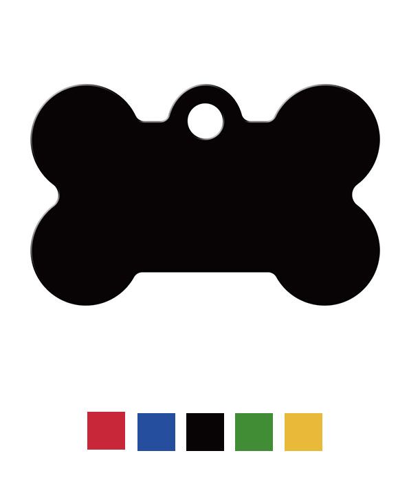 ID Tag Bone Anodized Aluminum  - BLACK