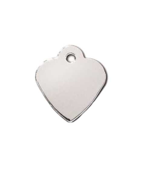 ID Tag Heart Small Brass  - Chrome