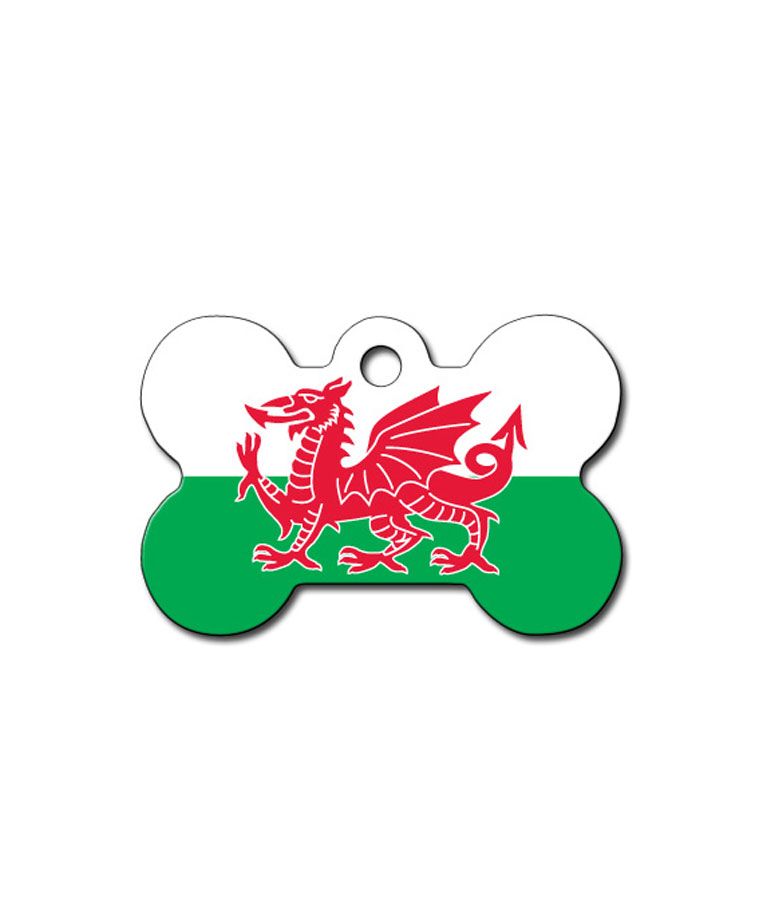 ID Tag Bone Welsh Flag  -