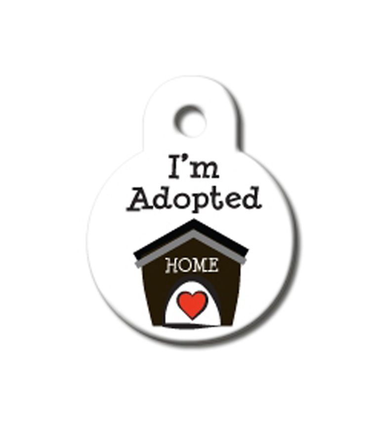 ID Tag Circle Small White Adopted  -