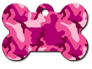 ID Tag Painted Pink Camouflage  - Small