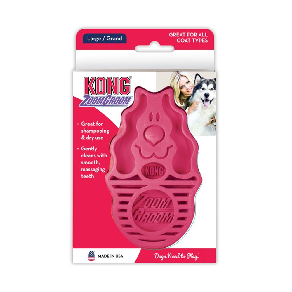 Kong Zoom Groom Raspberry Dog Brush - Large