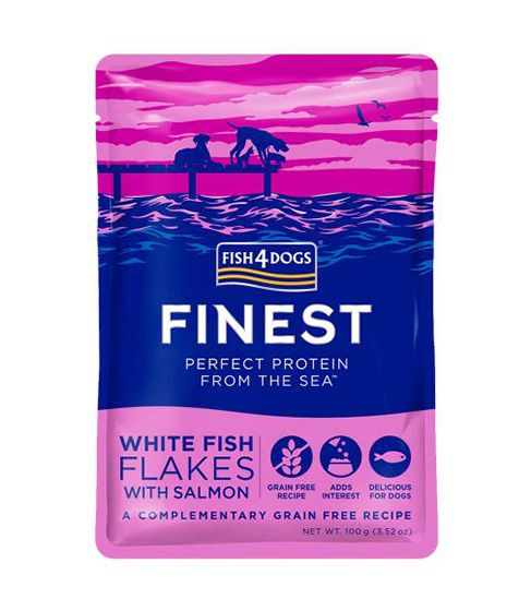 Fish4Dogs Finest White Fish Flakes with Salmon Adult Wet Dog Food 100g - 100g