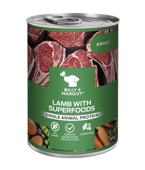 Billy & Margot Lamb with Superfoods Adult Canned Wet Dog Food 395g - 395g