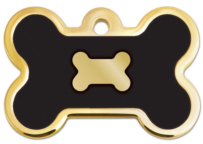 ID Tag Bone Epoxy Gold & Black  - LARGE