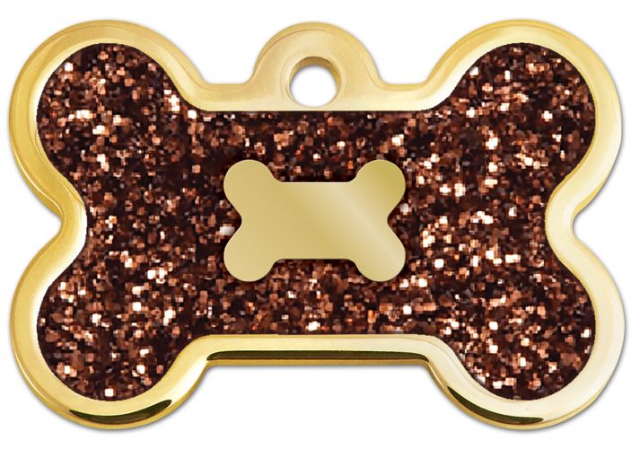 ID Tag Bone Epoxy Gold & Glitter  - Small