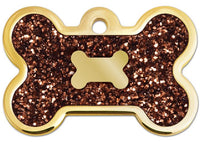 ID Tag Bone Epoxy Gold & Glitter  - Large