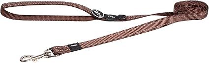 Rogz Utility Reflective Stitching Long Dog Leash - CHOCOLATE L (1.8M/6)