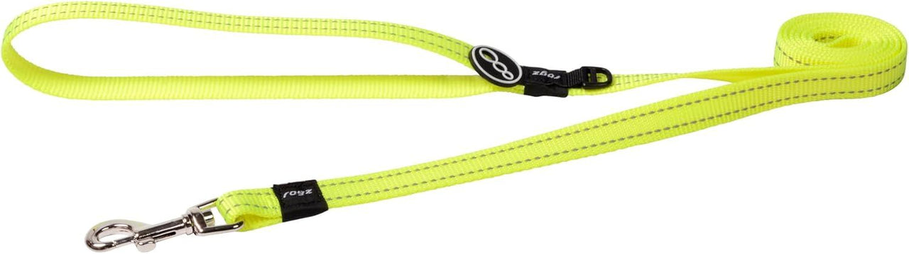 Rogz Utility Reflective Stitching Long Dog Leash - LIME L (1.8M/6)