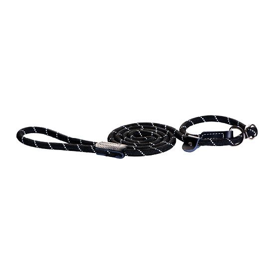 Rogz Classic Rope Long Dog Leash - BLACK Large