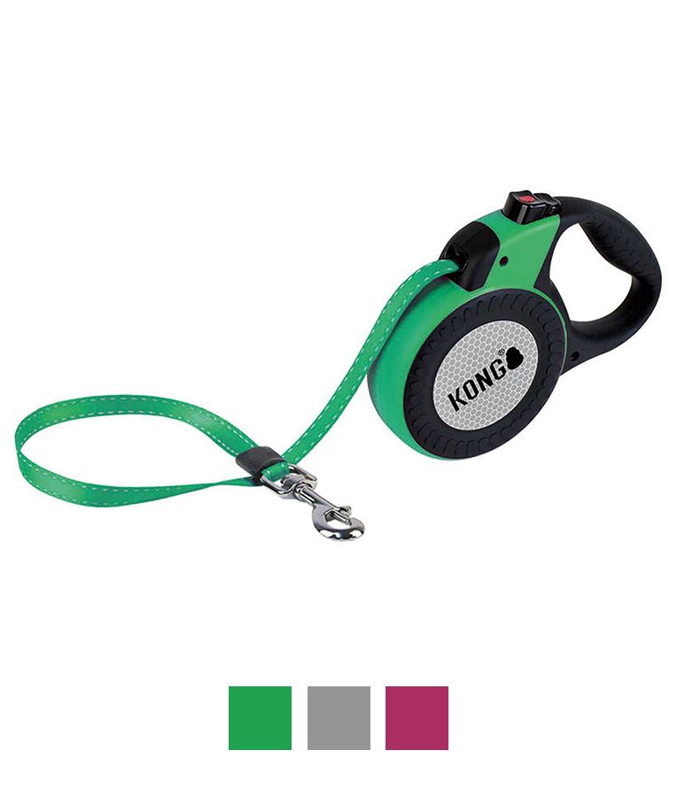 Kong Retractable Reflect Dog Leash - GREEN LARGE