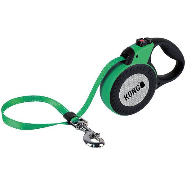 Kong Retractable Reflect Dog Leash - GREEN LARGE