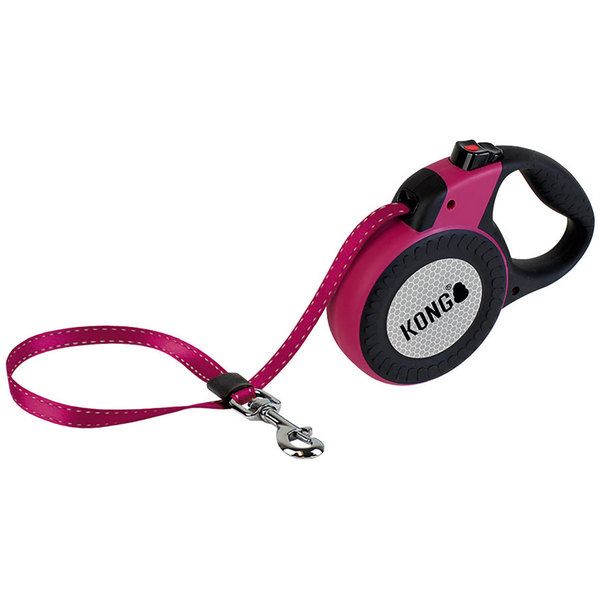 Kong Retractable Reflect Dog Leash - PINK LARGE