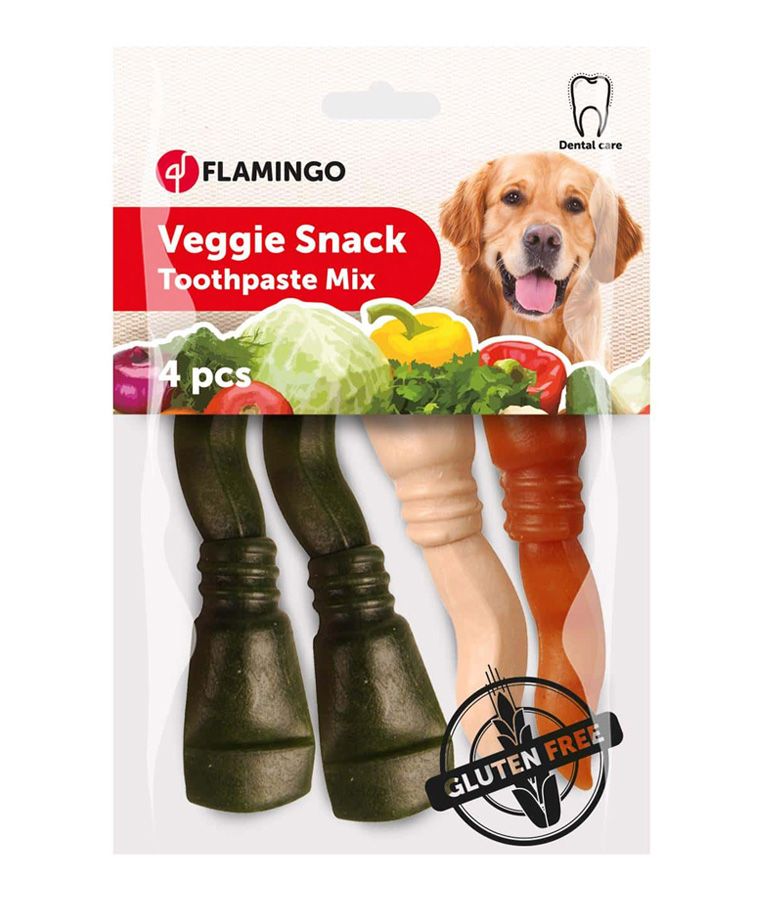 Flamingo Veggie Snack Toothpaste Mix Dog Treats 4pcs - 7.5CM