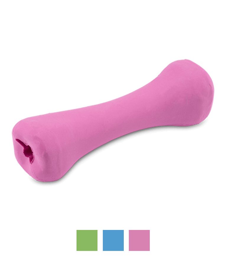 Beco Pets Rubber Treat Bone Dog Toy - Pink Medium