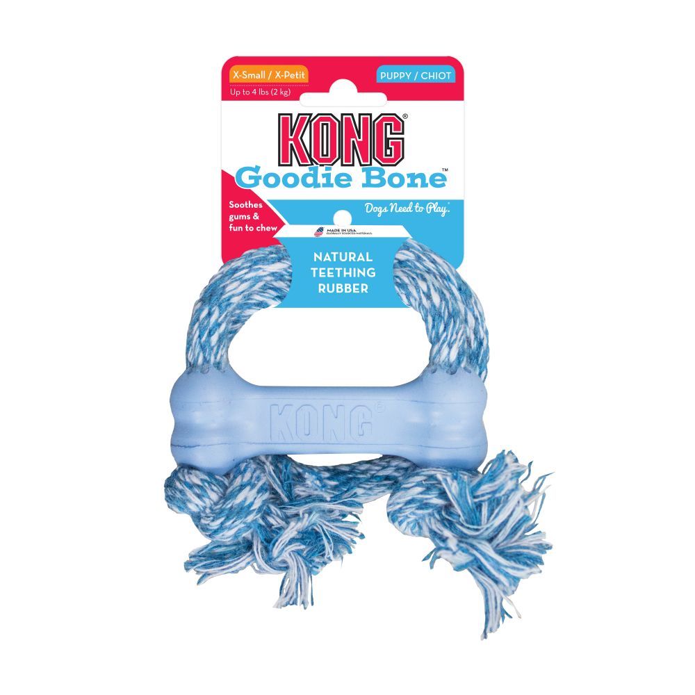 Kong Goodie Bone with Rope Puppy Toy - X-SMALL