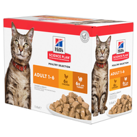 Hill’s Science Plan Adult Wet Cat Food Multipack with Turkey, Chicken Pouches (12x85g)