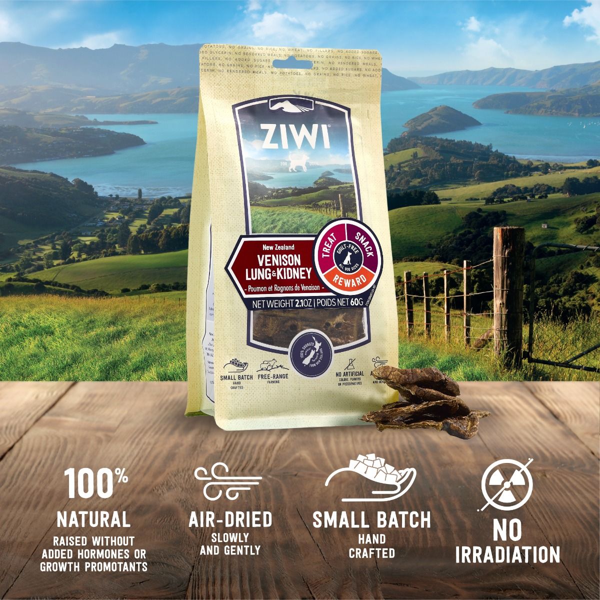 ZIWI Peak Venison Lung & Kidney Dog Treats 60g - 60G