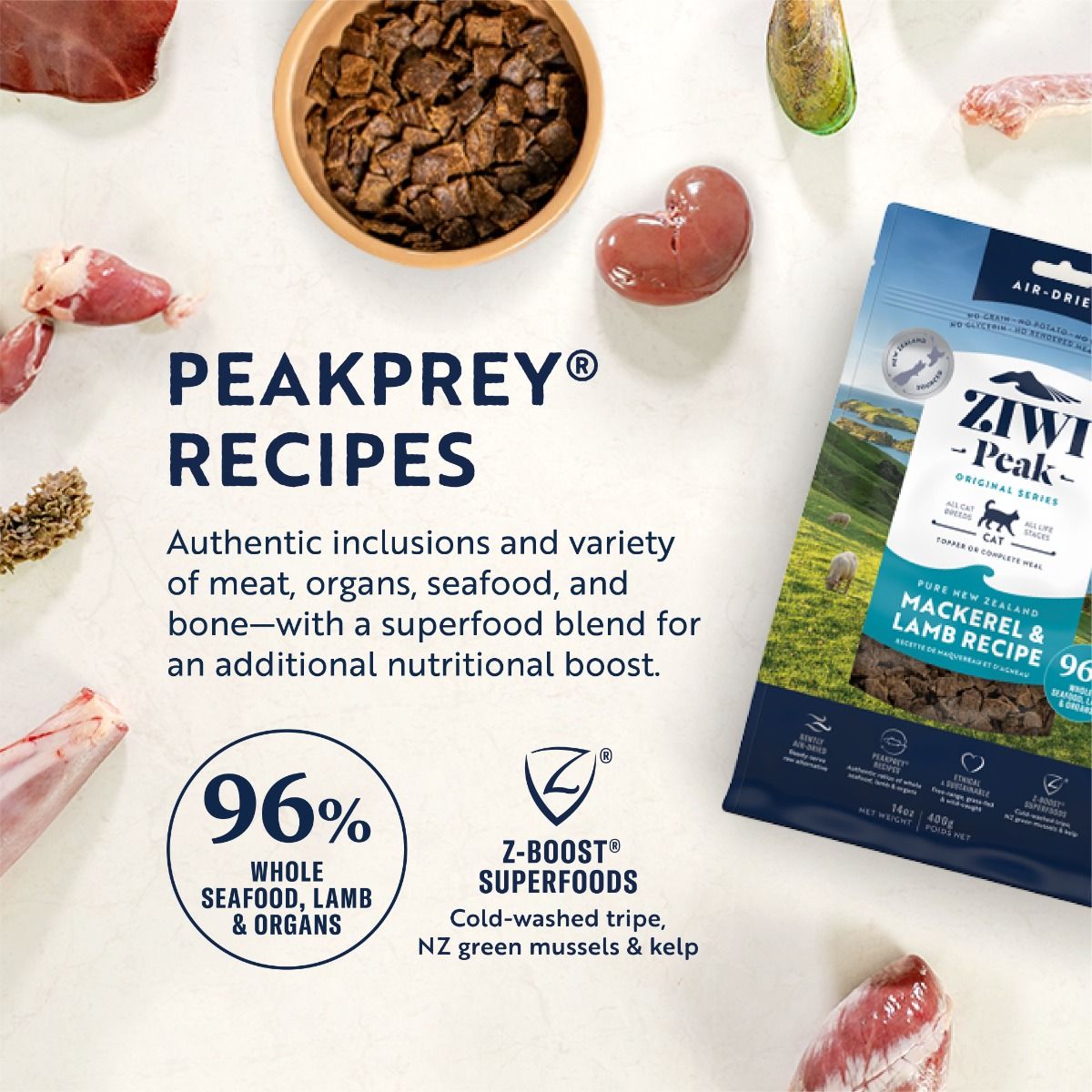 ZIWI Peak Air-Dried Mackerel & Lamb Recipe Dry Cat Food - 400G