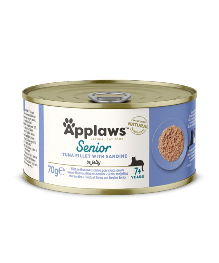 Applaws Tuna Fillet with Sardine Senior Wet Cat Food 70g Tin - 70G