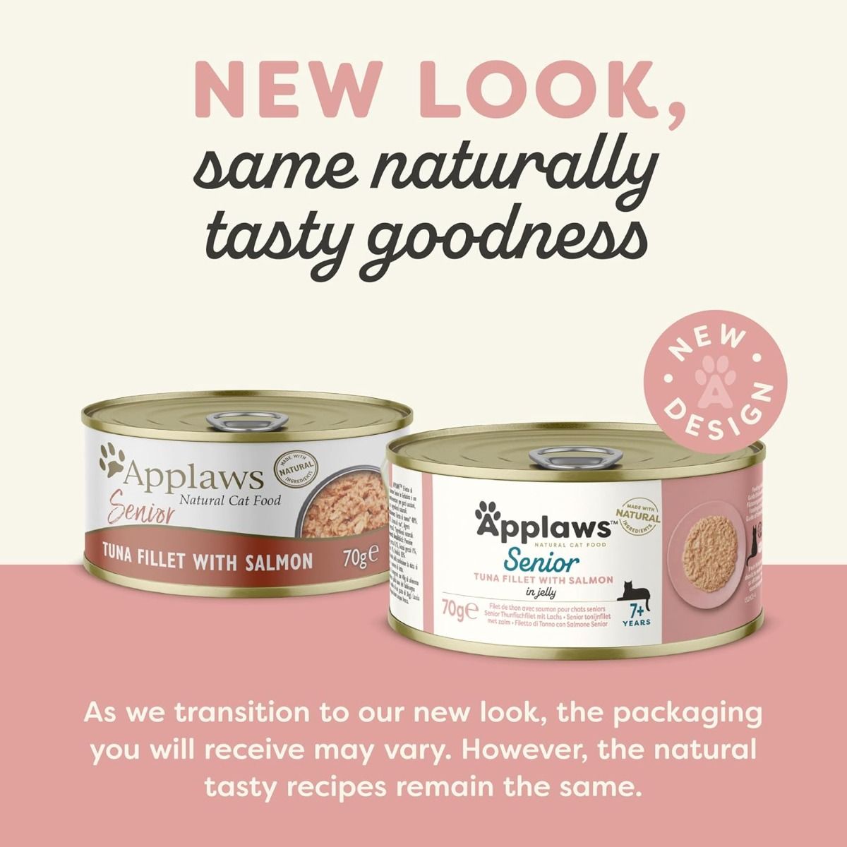 Applaws Tuna with Salmon in Jelly Senior Wet Cat Food 70g Tin - 70G