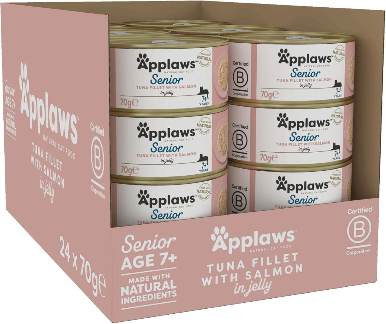 Applaws Tuna with Salmon in Jelly Senior Wet Cat Food 70g Tin - 70G