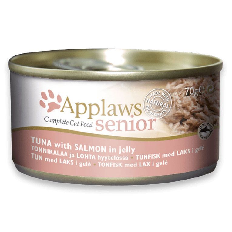 Applaws Tuna with Salmon in Jelly Senior Wet Cat Food 70g Tin - 70G