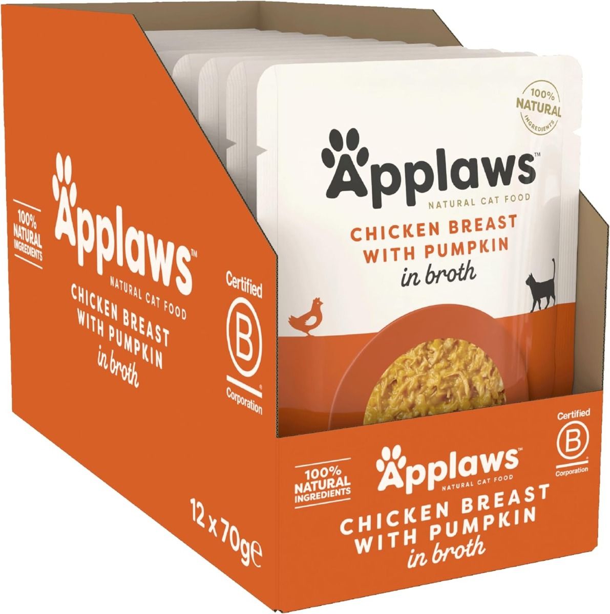 Applaws Chicken with Pumpkin in Broth Wet Cat Food 70g Pouch - 70G