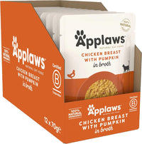 Thumbnail for Applaws Chicken with Pumpkin in Broth Wet Cat Food 70g Pouch - 70G